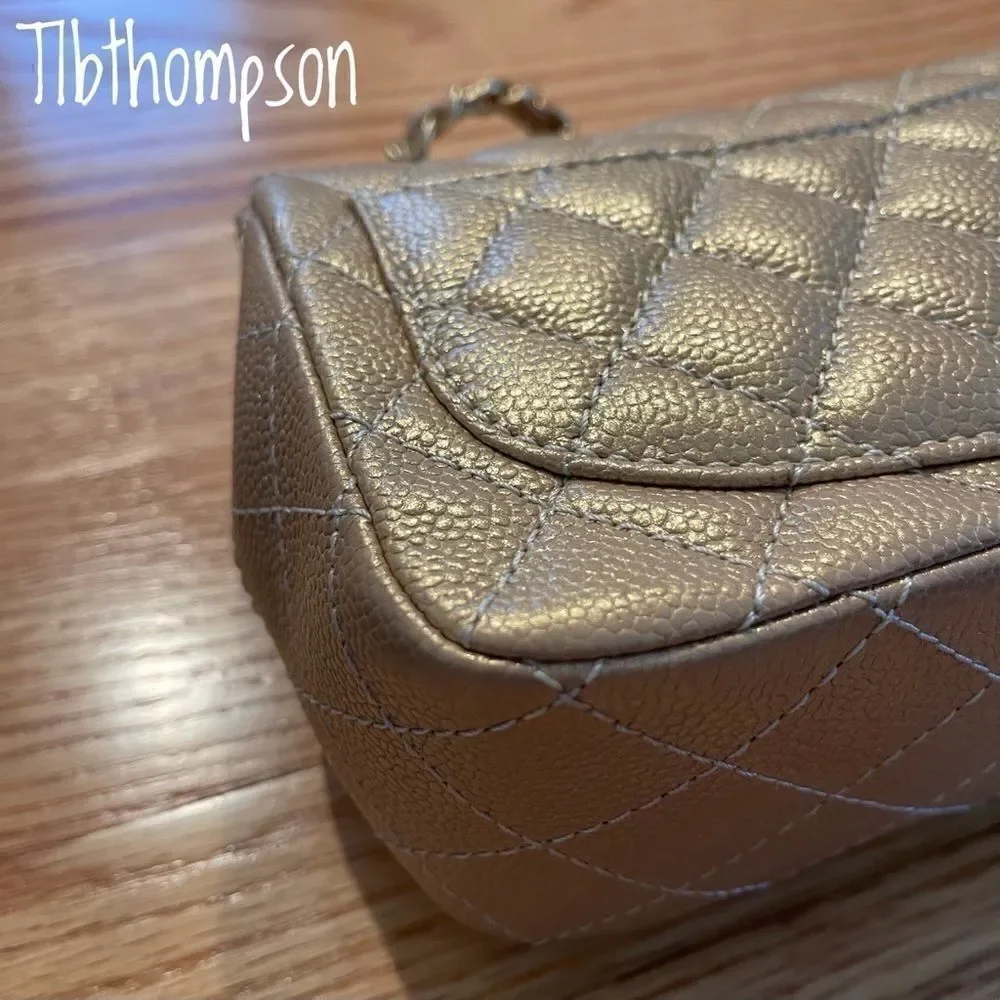 Chanel square mini gold caviar leather & GHW